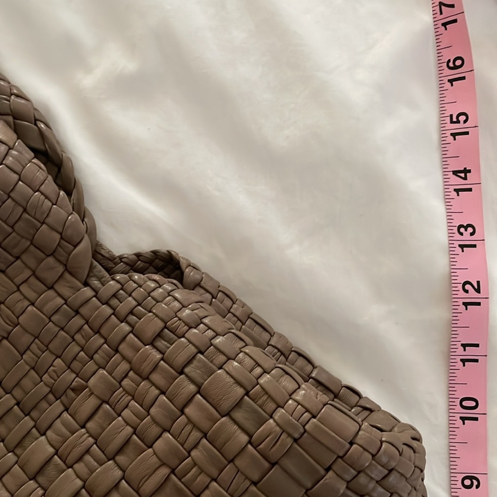 FALOR Italy Genuine Handmade Leather Woven Large Tote Hand Bag Mocha Brown nwot - Picture 9 of 11